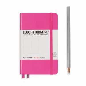 Carnet Leuchtturm rigide - 9x15cm - Rose - Pointillés