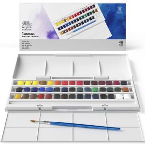 Boîte d'Aquarelle Winsor et Newton - Set d'atelier - 45 demi godets