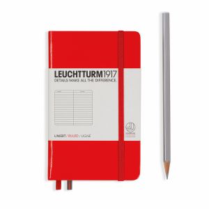 Carnet Leuchtturm rigide - 9x15cm - Rouge - Ligné