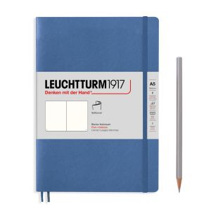 Carnet Leuchtturm souple - 14,5x21cm - Denim - Pages blanches