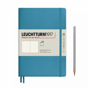 Carnet Leuchtturm souple - 14,5x21cm - Bleu Nordique - pointillés