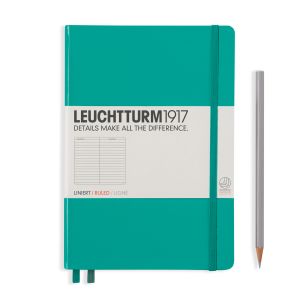 Carnet Leuchtturm rigide - 14,5x21cm - Émeraude - Ligné