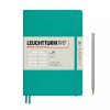 Carnet Leuchtturm souple - 14,5x21cm - Emeraude - ligné