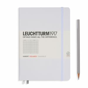 Carnet Leuchtturm rigide - 14,5x21cm - Blanc - Quadrillé