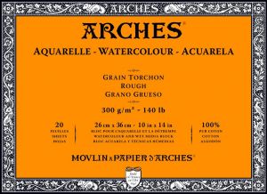 Bloc Papier Aquarelle Arches - 26x36cm - 20 feuilles grain torchon - 300g/m²