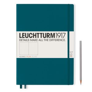 Carnet Leuchtturm rigide - 22,5x31,5cm - Pacific Green - Pages Blanches