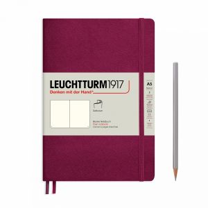 Carnet Leuchtturm souple - 14,5x21cm - Port Red - pages blanches