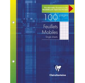 Feuilles Simples Clairefontaine - 17x22 cm - 100 pages - petits carreaux - blanc