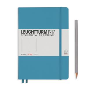 Carnet Leuchtturm rigide - 14,5x21cm - Bleu nordique - Pages blanches