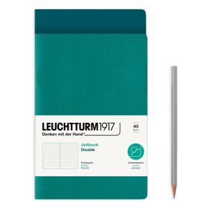 2 Carnets Jottbook Leuchtturm - 14,5x21 cm - Pacific Green et Emeraude - pointillés