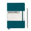 Carnet Leuchtturm rigide - 14,5x21cm - Pacific Green - Pages blanches