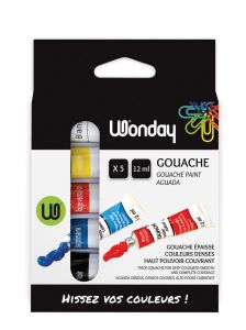 Boite de 5 tubes de gouache Wonday - 5x12 ml