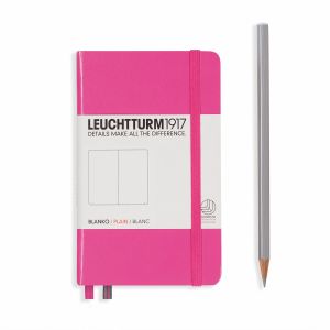 Carnet Leuchtturm rigide - 9x15cm - Rose - Pages blanches