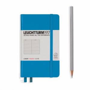 Carnet Leuchtturm rigide - 9x15cm - Azur - Ligné