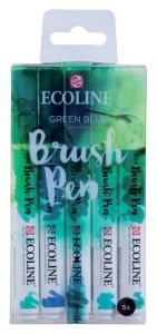 5 Feutres Pinceau Ecoline Royal Talens - tons bleu-vert