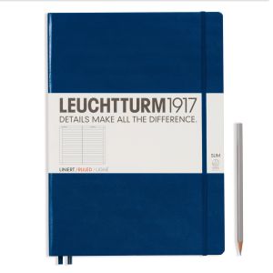 Carnet Leuchtturm rigide - 22,5x31,5cm - Bleu Marine - Quadrillé