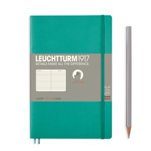 Carnet Leuchtturm souple - 12,5x19cm - Émeraude - Ligné