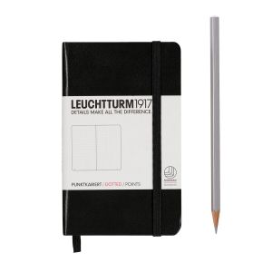 Carnet Leuchtturm rigide - 9x15cm - Noir - Pointillés