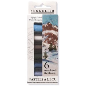 6 Demi-Pastels à l'Écu Sennelier - Montagne en hiver