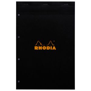 Bloc-Notes Rhodia black n° 20 - A4 - 80 feuilles perforées - petits carreaux