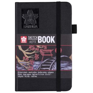 Carnet Dessin Sakura - 9x14 cm - 80 feuilles noires - 140g